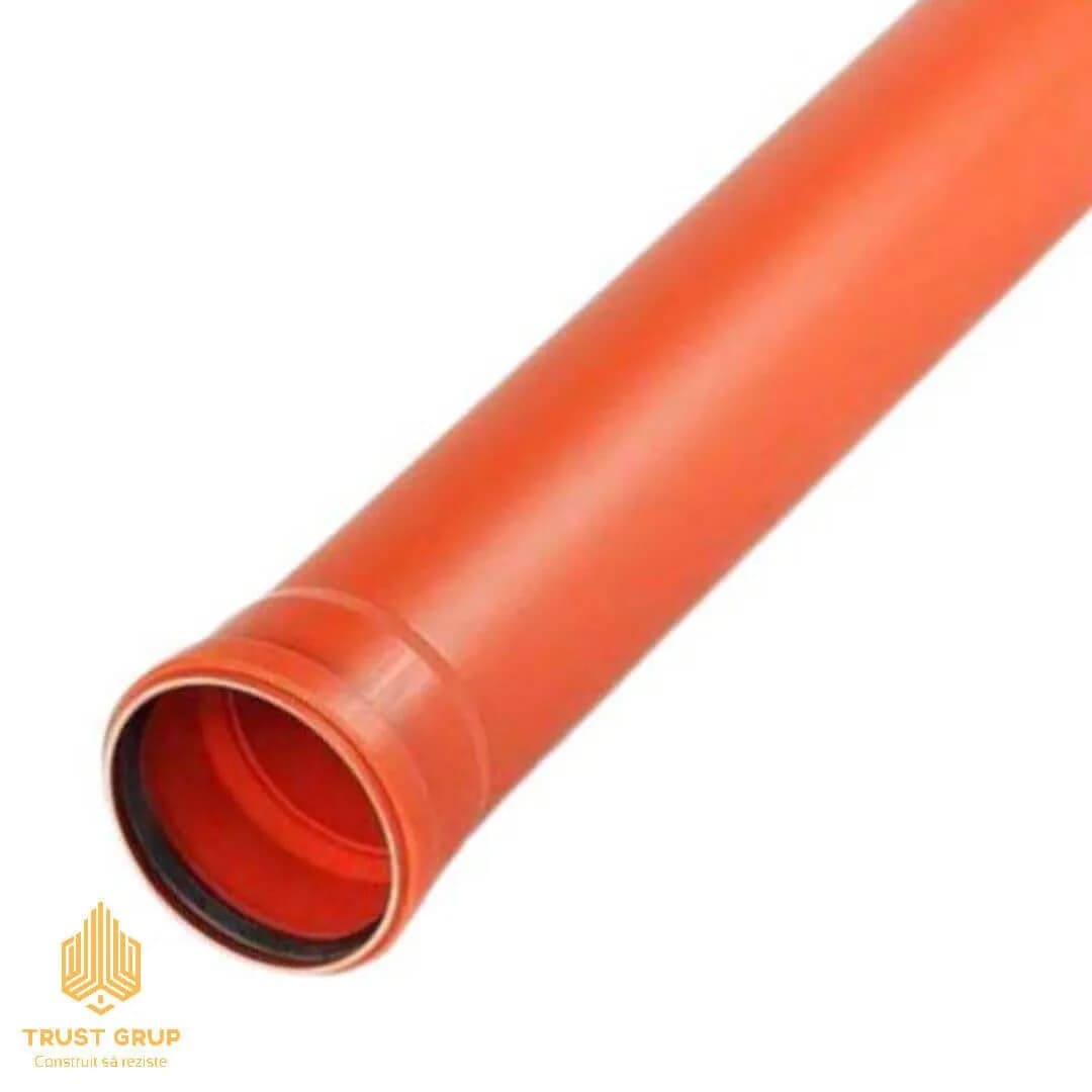 Țeavă oranj din PVC D 110, L 1 m Interplast