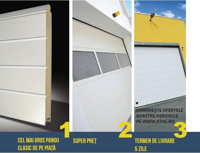 Usa Sectionala Industriala sectionala BFT cu dungi orizontale , alb RAL 9010 , L 3000 x 2250 H mm , Electrica