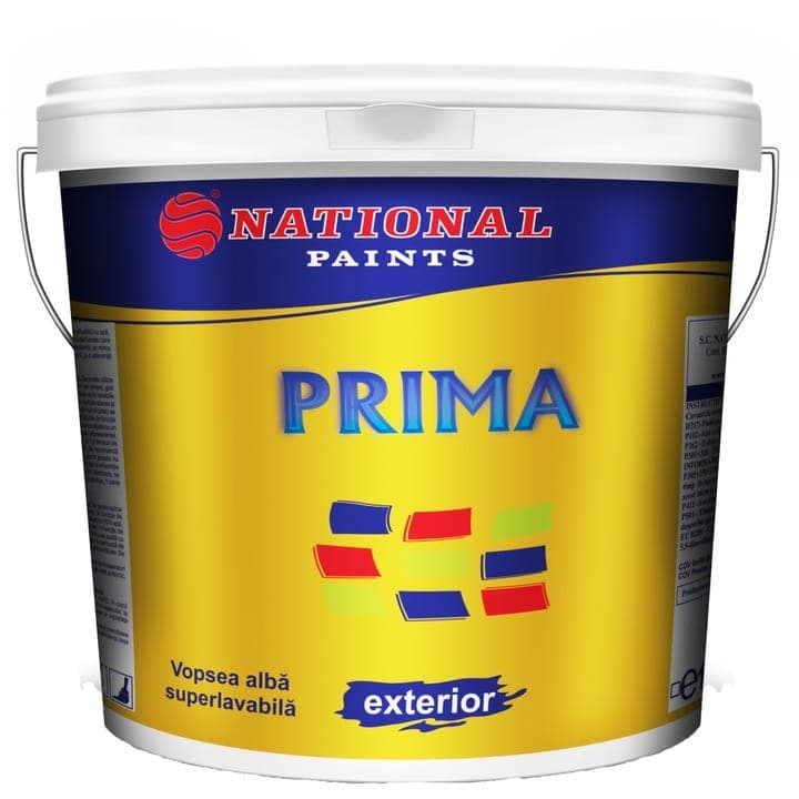 Vopsea alba, superlavabila pentru exterior, #REZISTENT Prima, 15 L