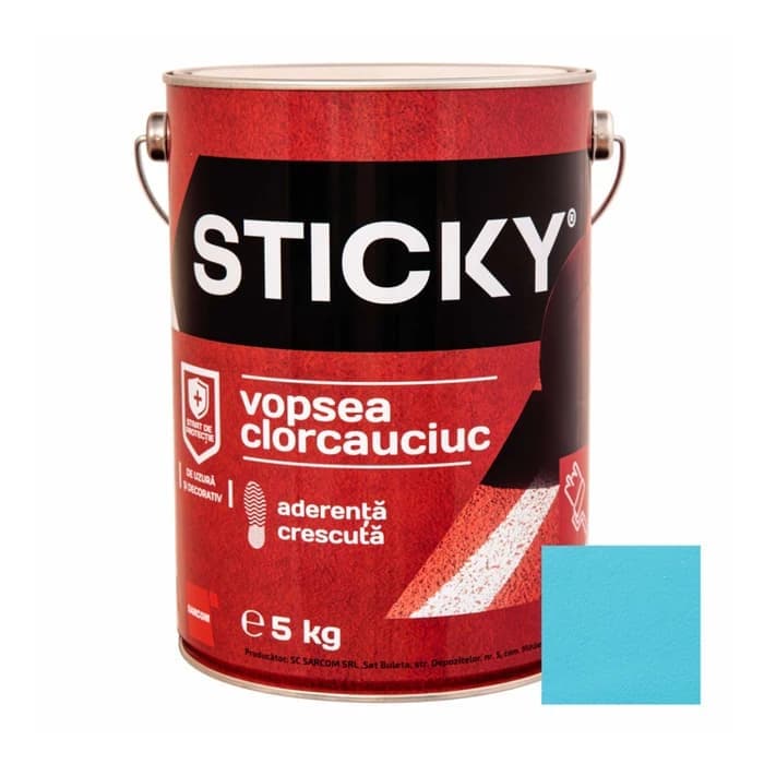 Vopsea pentru piscina Sticky, bleu, interior/exterior, 5 kg