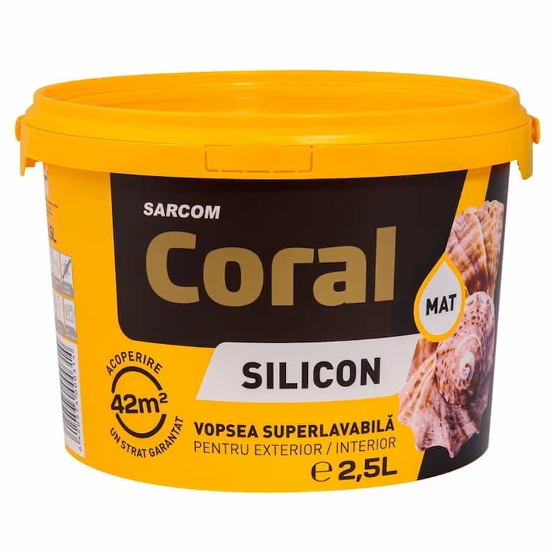 Vopsea superlavabila cu silicon, exterior, Coral, alba, 15 litri
