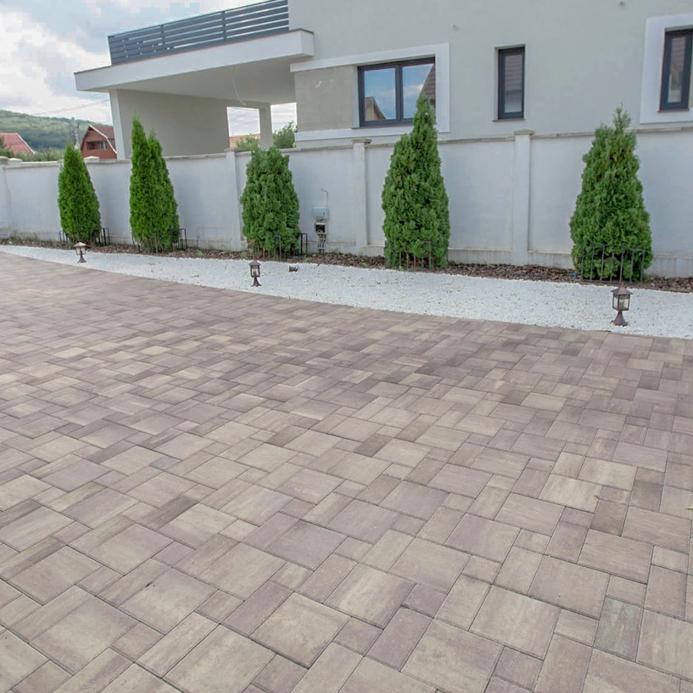 Pavaj Elis Fantasia, patrat si dreptunghi, maro patinat, 6 cm